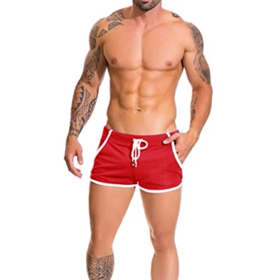 Afbeelding van Alivebody Sportieve korte broek voor heren, hardlopen, trainen, zwemmen, fitnessbroek., Rood, L