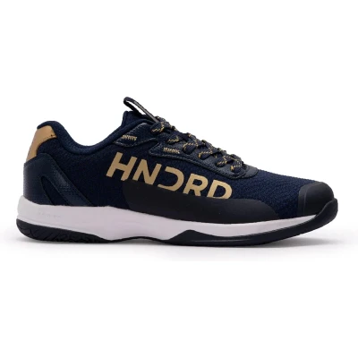 Afbeelding van HUNDRED Xoom Pro non marking professionele badmintonschoenen voor heren Materiaal: kunstleer Geschikt indoortennis, squash, tafeltennis, basketbal en padel (Navy Gold, EU 41, UK 7, US 8)