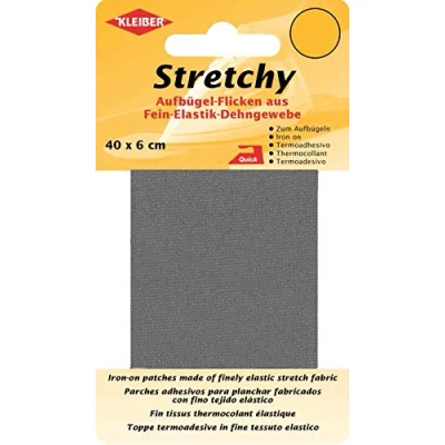 Afbeelding van Kleiber 40 x 6 cm, elastische strijkband, kledingreparatie, grijs