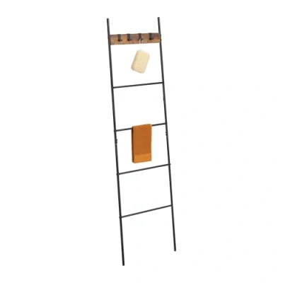 Afbeelding van handdoekladder badkamer 160,5x44 cm met 4 haakjes staal