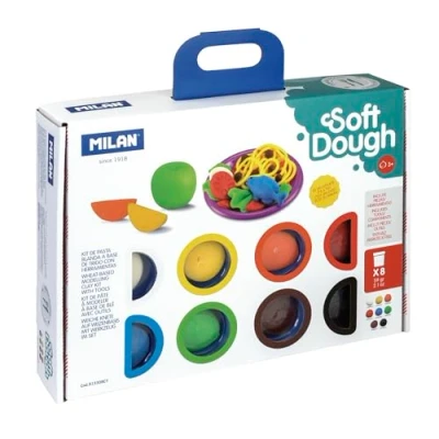 Afbeelding van MILAN Koffer met 8 bots, 59 g, zachte pasta Soft Dough gereedschap &#039;Hora de Cook&#039;, meerkleurig (FACTIS, S.A. 913308CT)