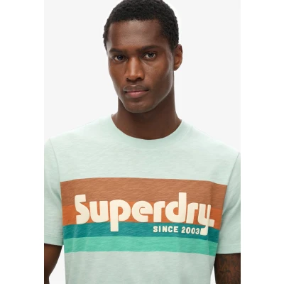 Afbeelding van Superdry Terrain LOGO Stripe Tshirt print, Heren, Maat: XL, Harbour grey slub