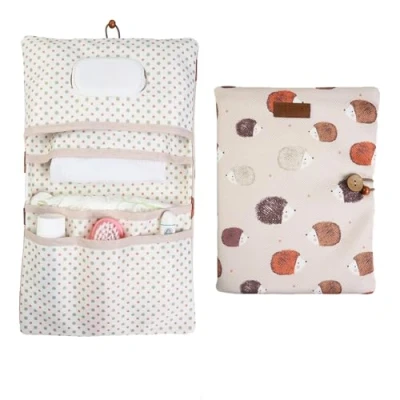 Afbeelding van Hamur Home luiertas voor baby&#039;s, 2 in 1, cosmetica, doekjes en accessoires, klein, perfect als praktische reis verzorgingstas, om luiers te verschonen, zee egels