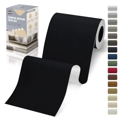 Afbeelding van Patch stof, zelfklevend, 10 x 200 cm, canvas, zwart, patch, waterdicht, voor bank, tent, meubels, autostoel, ligstoel