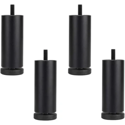 Afbeelding van 4 stuks aluminiumlegering, bankpoten, in hoogte verstelbaar, vervanging, kastpoten, M8, draadpoten, zwart, 15 cm