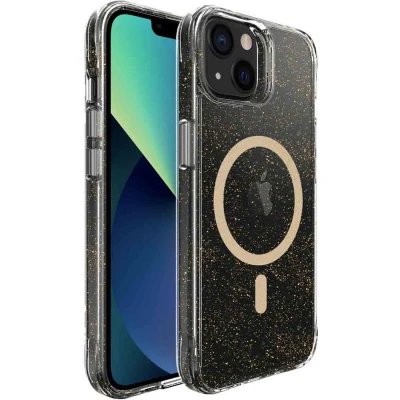 Afbeelding van imoshion Hoesje Geschikt voor iPhone 13 Glitter Backcover MagSafe 2.0 goud