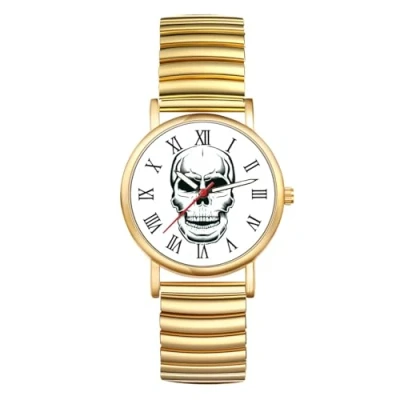 Afbeelding van JewelryWe Montre pour femme ultra fine, facile à lire, avec Bracelet élastique Doré/argenté, Gold C., Adult,