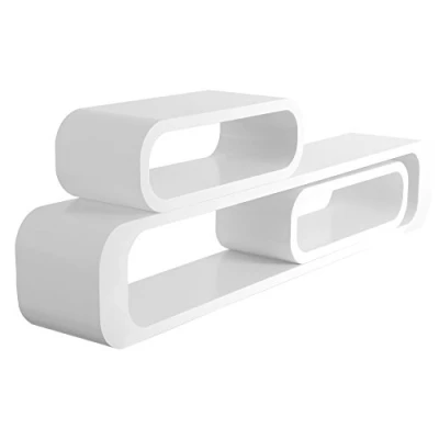 Afbeelding van WOLTU RG9230ws Set Van 3 Wandrekken Hangende plank in MDF,boekenplank modern voor kantoor/slaapkamer/woonkamer,Wit