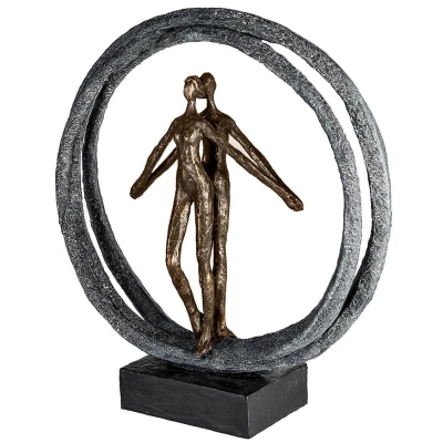 Afbeelding van Gilde Figuur &#039;Encourage in Ring&#039;, polyresin, antique bronze finish, H40cm