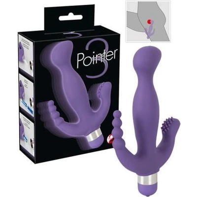 Afbeelding van Paarse Vibrator met Clitoris en Anus Stimulator