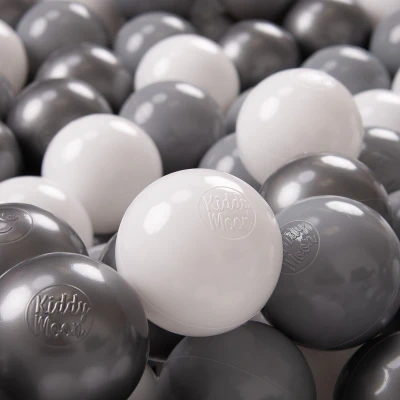 Afbeelding van KiddyMoon 50 Pak 7 cm, peuterspeelballen, gemaakt in de EU, wit, grijs, zilver