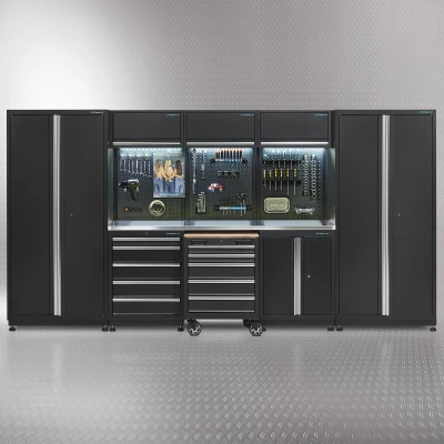 Afbeelding van Werkplaatsinrichting PREMIUM met RVS werkblad 385 cm breed