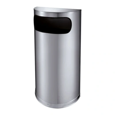 Afbeelding van Afvalbak 35ltr halfrond met zijopening rvs