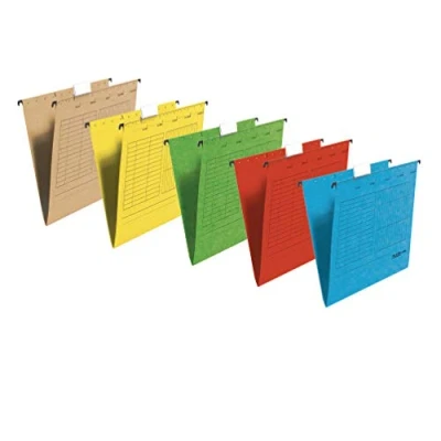 Afbeelding van Falken UniReg 5 Hangmappen van gerecycled karton, voor DIN A4, met zijdelingse opening, op kleur gesorteerd, ideaal losse opslag kantoor en in de autoriteit