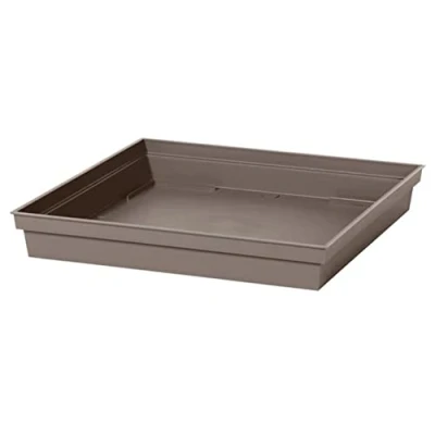 Afbeelding van Bloempot kunststof onderschaal Toscane taupe vierkant L27 x B27 H4 cm Onderschalen/opvangschalen