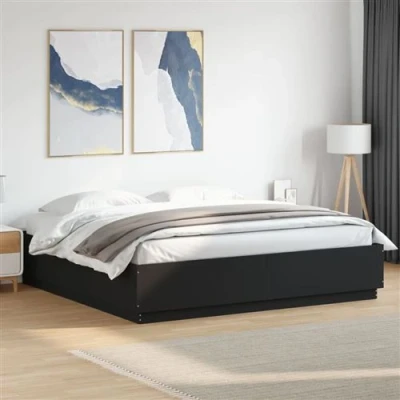 Afbeelding van vidaXL Bedframe met LED verlichting bewerkt hout zwart 180x200 cm