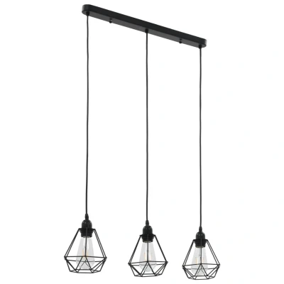 Afbeelding van Plafondlamp met diamantvormig 3xE27 zwart
