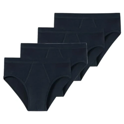 Afbeelding van Schiesser Set van 4 herenslips met zak fijne ribben wit, Blauw (815), XXL
