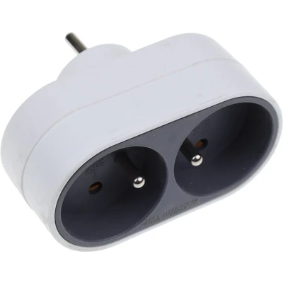 Afbeelding van Universel Domino design 2 x 16a gris/blanc 48822