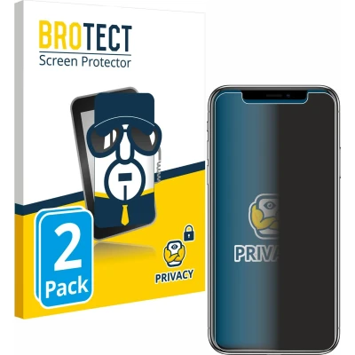 Afbeelding van BROTECT Anti spionnetje privacyfolie Beschermfolie tegen Blauw licht (2 Stuk, Apple iPhone X), Smartphone beschermfolie,