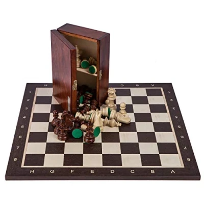 Afbeelding van Square Pro Set houten schaakset nr. 6 WENGE schaakbord + schaakstukken Staunton