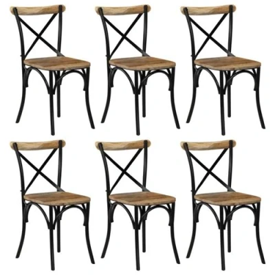 Afbeelding van vidaXL Kruisstoelen 6 st massief mangohout zwart