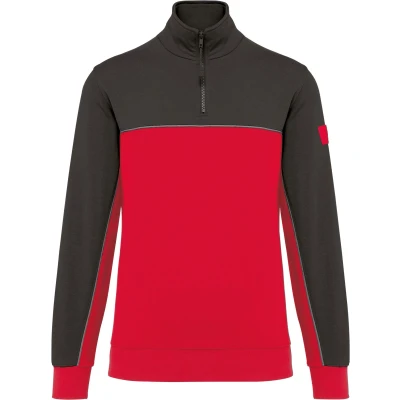 Afbeelding van WK. Designed To Work Ecologische uniseks sweater met ritskraag WK404 Red / Dark Grey