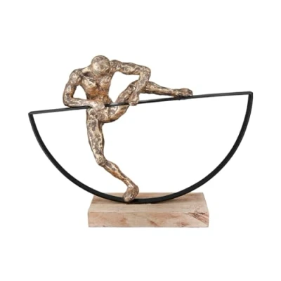 Afbeelding van Casablanca Groot decoratief figuur heren XL decoratieve van aluminium en hout kleur: brons motiverende cadeaudecoratie verjaardag hoogte 32 cm