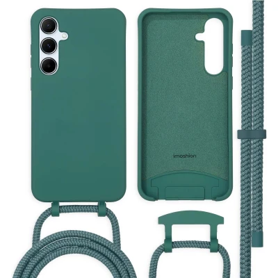 Afbeelding van imoshion Hoesje Geschikt voor Samsung Galaxy A55 met koord Color Backcover afneembaar donkergroen