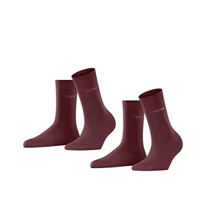 Image de ESPRIT Uni 2 Pack W SO coton unies lot de paires, Chaussettes Femme, Rouge (Shadow Red 8138), 35 38