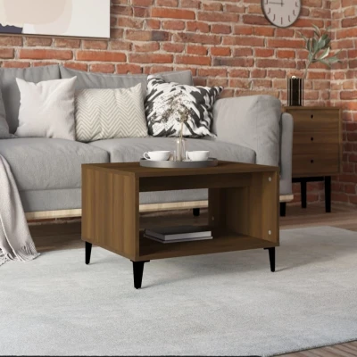 Afbeelding van Salontafel 60x50x40 cm bewerkt hout bruin eikenkleur