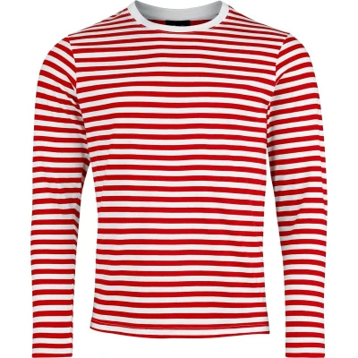Afbeelding van Brandit Stripe Longsleeve, Heren, Maat: Large, Red white