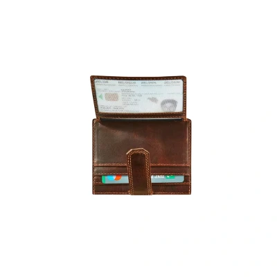 Afbeelding van Portemonnee Maverick leer kaarthouder RFID met drukknopsluiting