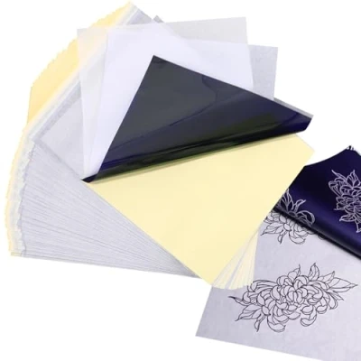 Afbeelding van LEAZZLE 40 vellen transferpapier voor tatoeages, 4 lagen A4 papier stencil transferpapier, tattoopapier, commercieel en persoonlijk gebruik, geschikt tattoo benodigdheden