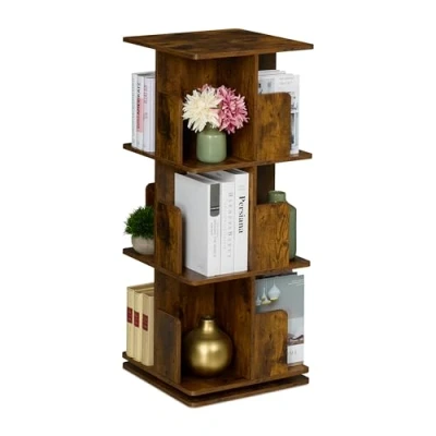 Afbeelding van Relaxdays draaiende boekenkast 3 etages 95x39x39 cm industrieel