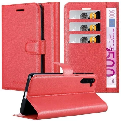 Afbeelding van Cadorabo Hoesje geschikt voor Samsung Galaxy NOTE 10 in KARMIJN ROOD Beschermhoes met magnetische sluiting, standfunctie en kaartvakje Book Case Cover Etui
