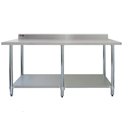 Afbeelding van Commerciële Catering Werktafel RVS Horeca 213 x 60 90 cm Verstelbare Plank + Poten Inclusief 2 Microvezeldoeken 10 Spatrand