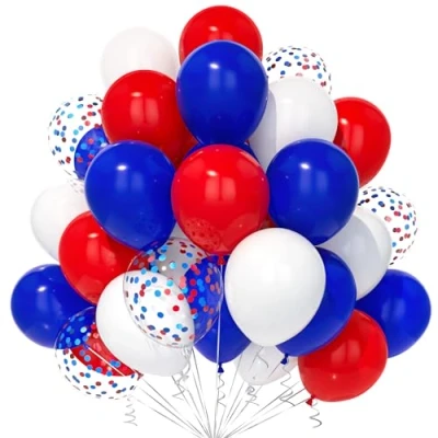 Afbeelding van Teselife 30 stuks rode en blauwe confettiballonnen van 30,5 cm voor mannen vrouwen, verjaardag, afstuderen, bruiloft, jubileum, patriottisch themafeest