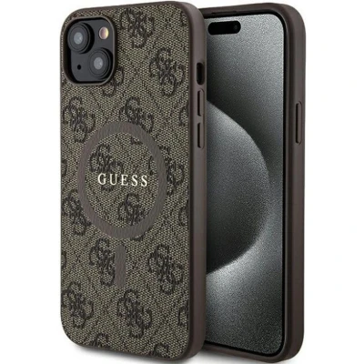 Afbeelding van Guess 4G Colored Ring Back Case (MagSafe Compatible) Apple iPhone 15 (6.1&quot;) Bruin