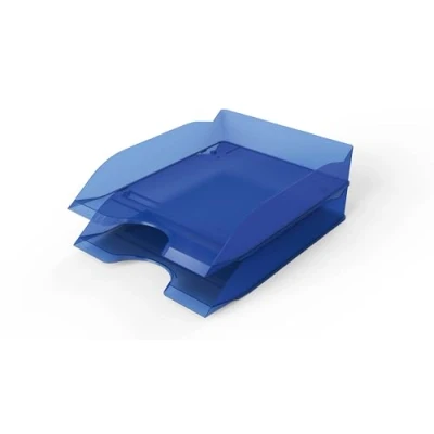 Afbeelding van Durable Basic 1701674540 Lot de 6 corbeilles à courrier empilables Bleu translucide Format A4