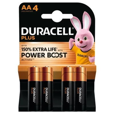 Image de Pack de 4 piles alcalines Duracell Plus AA 1,5 V Noir et Orange