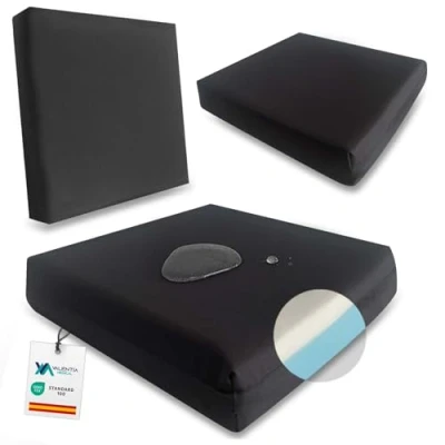 Afbeelding van VALENTIA MEDICAL Anti decubitus kussen 42 x 8 cm visco elastisch en HR schuim Waterdicht ademend Bureaustoelkussen, rolstoel, auto Afneembare hoes met stof