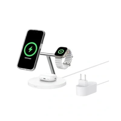 Afbeelding van Belkin BoostCharge Pro Hoofdtelefoons, Smartphone, Smartwatch Wit USB Draadloos opladen Snel Binnen