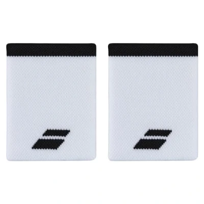 Afbeelding van Babolat unisex logo Jumbo wristband / polsband wit zwart 2 stuks