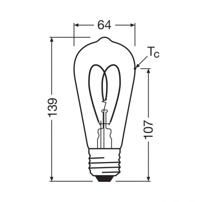 Afbeelding van OSRAM Vintage 1906 Edison, warmwitte, dimbare LED lamp in Edison lampvorm met gloeidraad, biedt 4,9 W voor 470 lm, E27 fitting, goudkleurig glas, 64 mm diameter, 2200 K, EEK F.