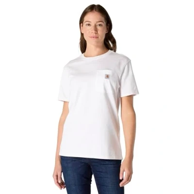 Afbeelding van Carhartt K87 dik T shirt met korte mouwen en zak, losse pasvorm, dames shirts (1 stuk), Wit.