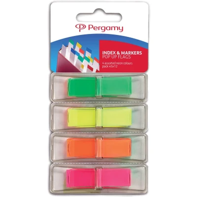 Afbeelding van Pergamy Index Ft 45 X 12 Mm, Blister Met 4 Geassorteerde Neonkleuren, Dispenser