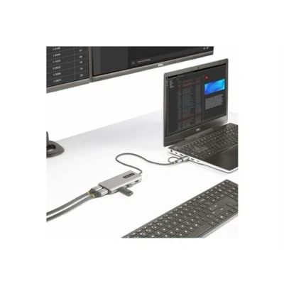 Image de StarTech.com USB C Multiport Adapter w/Attached to A Dongle, Dual HDMI (4K30Hz/1080p60Hz), 3x A, Mini Laptop Docking Station, Travel Dock, 1.3ft/40cm Cable Display M1/M2 MacBook/Windows/Chrome (167B USBC MULTIPORT) Station d&#039;accueil