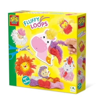 Afbeelding van SES Fluffy loops Zachte draad dieren maak 6 schattige en harige eenvoudige knooptechniek inclusief kinderschaar