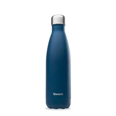 Afbeelding van Qwetch Thermosfles, marineblauw, 500 ml, drinkfles voor onderweg van roestvrij staal, 24 uur koud en 12 warm, waterdicht, BPA vrij herbruikbaar, thermosfles sport, reizen, kantoor,